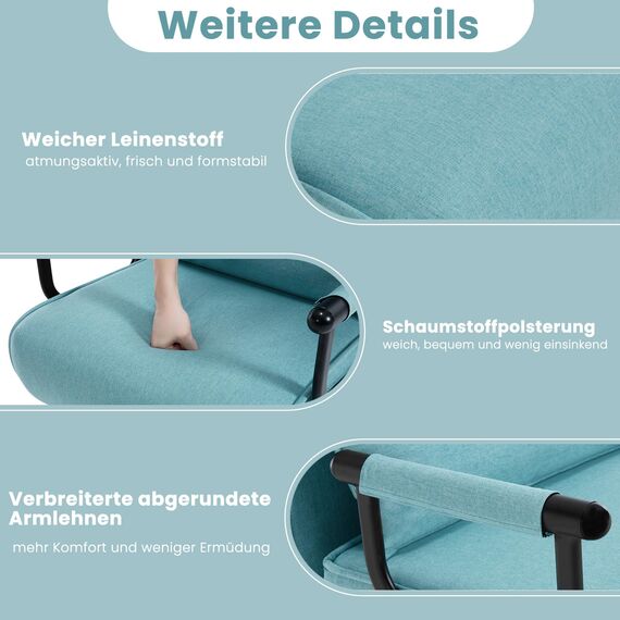 WOLTU Schlafsessel 3 in 1 mit bettfunktion, Gästebettfür, Schlafsofa mit Bettfunktion, Verstellbarer Rückenlehne, Wohnzimmer, Schlafzimmer, Balkon, Metallrahmen Leinen, 65 x 75 x 78cm, Blau