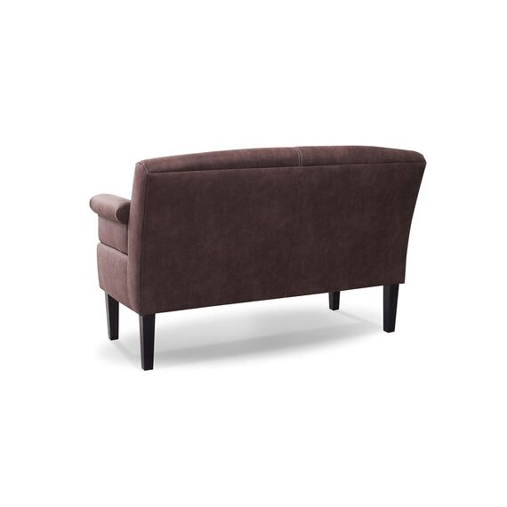 CAVADORE 2-Sitzer Küchensofa Malm, Sitzbank für Küche oder Esszimmer in Lederoptik, Inkl. Armteilverstellung, Federkern und moderner Kontrastnaht, 152 x 97 x 78, Mikrofaser: braun