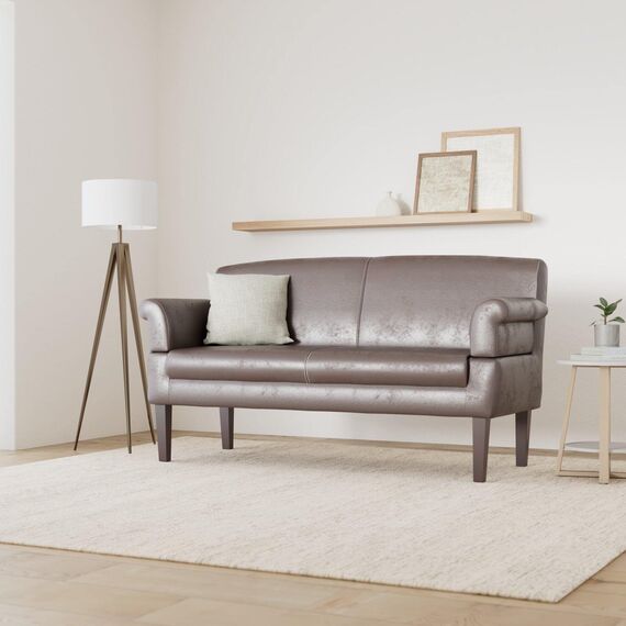 CAVADORE 3-Sitzer Küchensofa Malm, Sitzbank für Küche oder Esszimmer in Lederoptik, Inkl. Armteilverstellung, Federkern und moderner Kontrastnaht, 182 x 97 x 78, Mikrofaser: braun