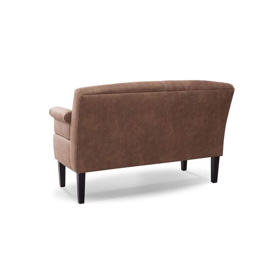 CAVADORE 2-Sitzer Küchensofa Malm, Sitzbank für Küche oder Esszimmer in Lederoptik, Inkl. Armteilverstellung, Federkern und moderner Kontrastnaht, 152 x 97 x 78, Mikrofaser: hellbraun