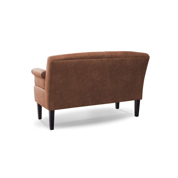 CAVADORE 2-Sitzer Küchensofa Malm, Sitzbank für Küche oder Esszimmer in Lederoptik, Inkl. Armteilverstellung, Federkern und moderner Kontrastnaht, 152 x 97 x 78, Mikrofaser: cognac