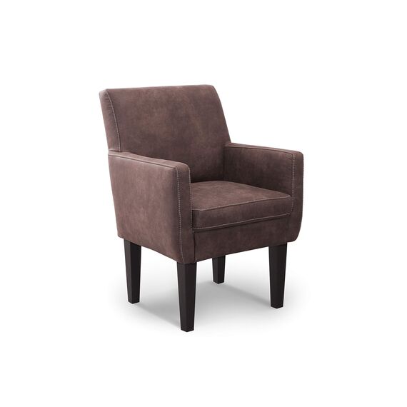 CAVADORE Diningsessel Malm / Polstersessel für Küche oder Esszimmer in Lederoptik / Mit Kontrastnaht / Passend zur Küchengarnitur Malm / 66 x 96 x 71 / Mikrofaser: braun