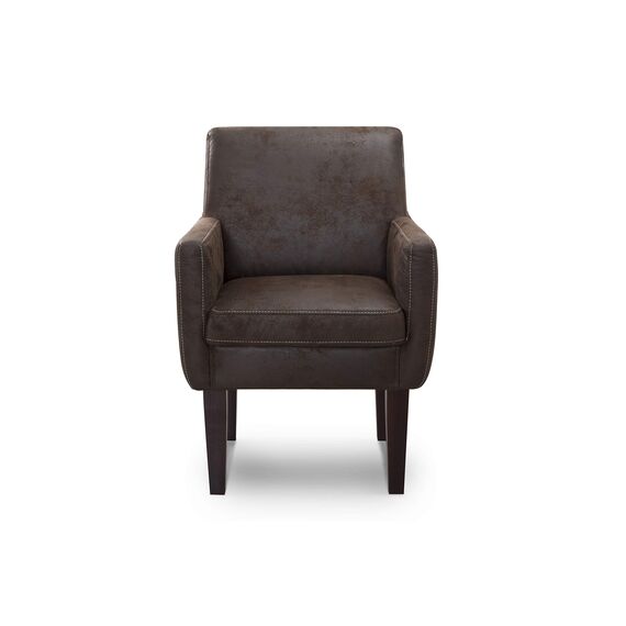 CAVADORE Diningsessel Malm / Polstersessel für Küche oder Esszimmer in Lederoptik / Mit Kontrastnaht / Passend zur Küchengarnitur Malm / 66 x 96 x 71 / Mikrofaser: braun