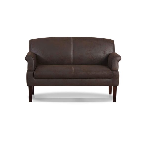 CAVADORE 3-Sitzer Küchensofa Malm, Sitzbank für Küche oder Esszimmer in Lederoptik, Inkl. Armteilverstellung, Federkern und moderner Kontrastnaht, 182 x 97 x 78, Mikrofaser: braun