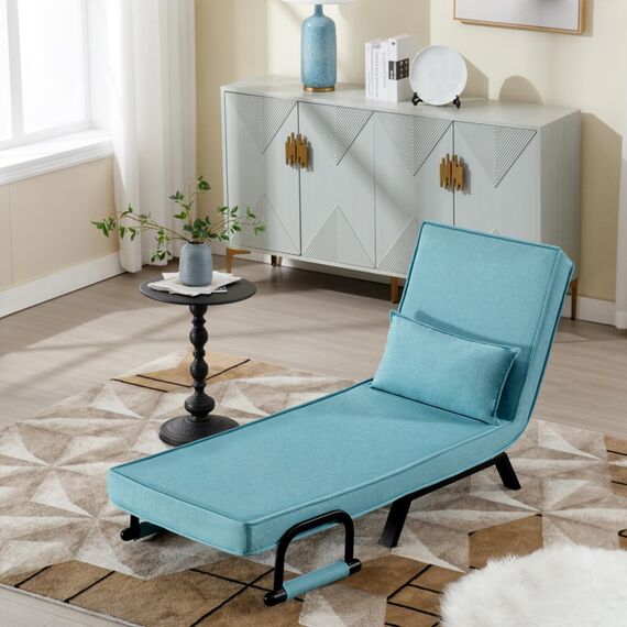 WOLTU Schlafsessel 3 in 1 mit bettfunktion, Gästebettfür, Schlafsofa mit Bettfunktion, Verstellbarer Rückenlehne, Wohnzimmer, Schlafzimmer, Balkon, Metallrahmen Leinen, 65 x 75 x 78cm, Blau