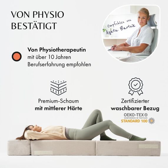 Cord Sofa – Schlafsofa 120 cm breit, faltbare Schlafcouch & Gästematratze für 2, klappbares Sofa Bett – Extra dick 19cm & bequem H3 – Perfekt für Gäste & Alltag – Test SEHR GUT Oeko-TEX Klappmatratze