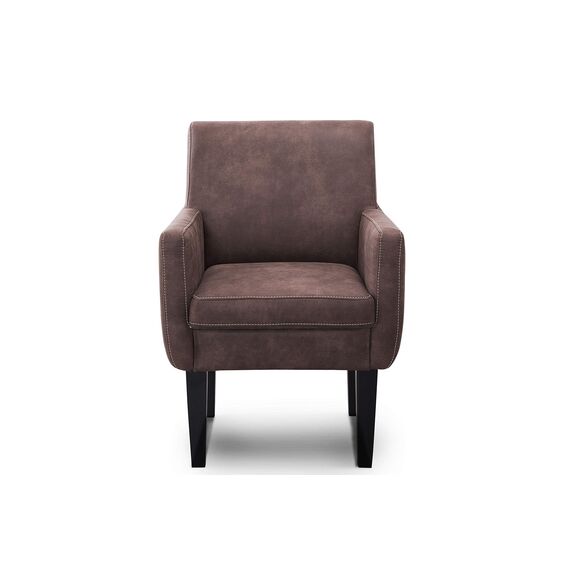 CAVADORE Diningsessel Malm / Polstersessel für Küche oder Esszimmer in Lederoptik / Mit Kontrastnaht / Passend zur Küchengarnitur Malm / 66 x 96 x 71 / Mikrofaser: braun