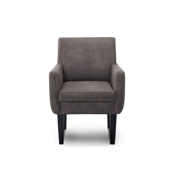 CAVADORE Diningsessel Malm / Polstersessel für Küche oder Esszimmer in Lederoptik / Mit Kontrastnaht / Passend zur Küchengarnitur Malm / 66 x 96 x 71 / Mikrofaser: grau