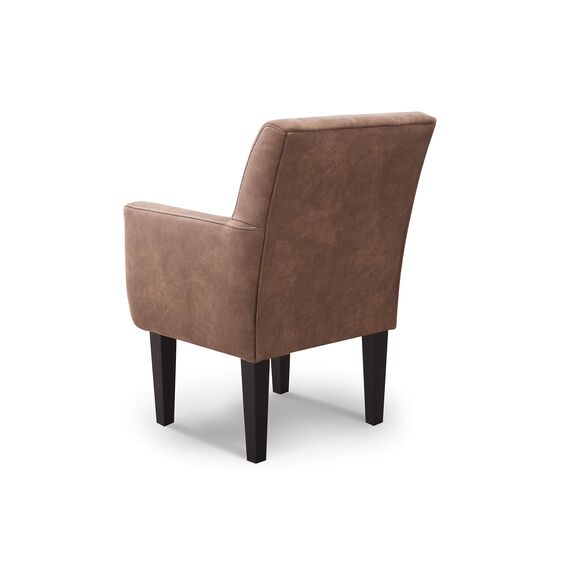 CAVADORE Diningsessel Malm / Polstersessel für Küche oder Esszimmer in Lederoptik / Mit Kontrastnaht / Passend zur Küchengarnitur Malm / 66 x 96 x 71 / Mikrofaser: hellbraun