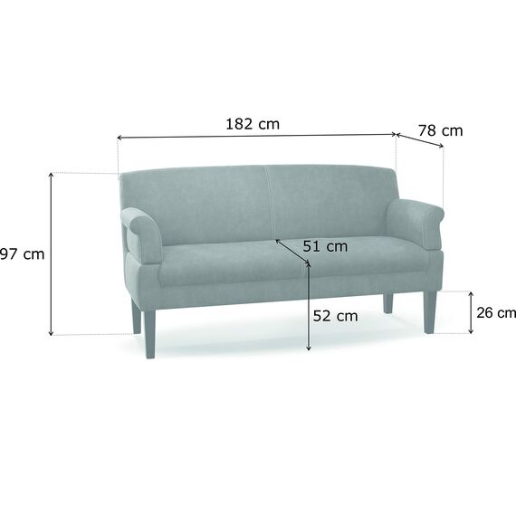 CAVADORE 3-Sitzer Küchensofa Malm, Sitzbank für Küche oder Esszimmer in Lederoptik, Inkl. Armteilverstellung, Federkern und moderner Kontrastnaht, 182 x 97 x 78, Mikrofaser: braun