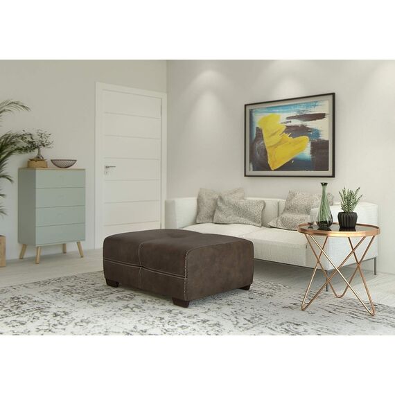 Cavadore Hocker Mavericco / XXL Sofa-Hocker in Lederoptik / Industrial Style / Passend zu Big Sofa und Ecksofa Mavericco / 108 x 71 x 41 cm (BxHXT) / Mikrofaser Anthrazit