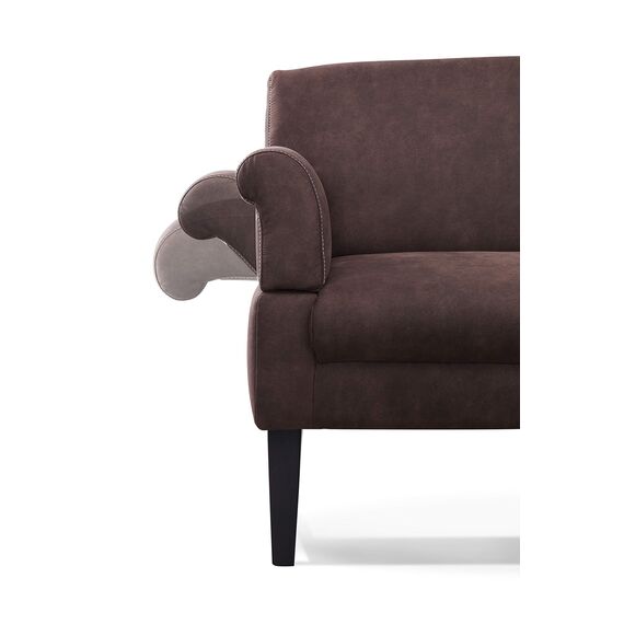 CAVADORE 3-Sitzer Küchensofa Malm, Sitzbank für Küche oder Esszimmer in Lederoptik, Inkl. Armteilverstellung, Federkern und moderner Kontrastnaht, 182 x 97 x 78, Mikrofaser: braun