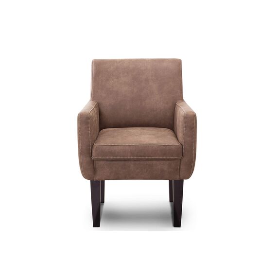 CAVADORE Diningsessel Malm / Polstersessel für Küche oder Esszimmer in Lederoptik / Mit Kontrastnaht / Passend zur Küchengarnitur Malm / 66 x 96 x 71 / Mikrofaser: hellbraun