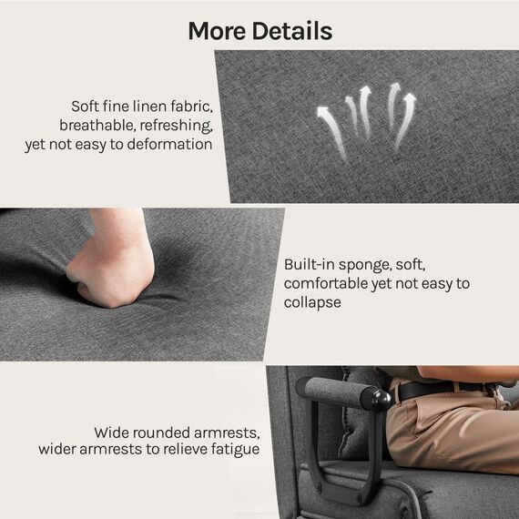 WOLTU Schlafsessel 3 in 1 mit bettfunktion, Gästebettfür, Schlafsofa mit Bettfunktion, Verstellbarer Rückenlehne, Wohnzimmer, Schlafzimmer, Balkon, Metallrahmen Leinen, 80 x 82 x 74 cm, Dunkelgrau