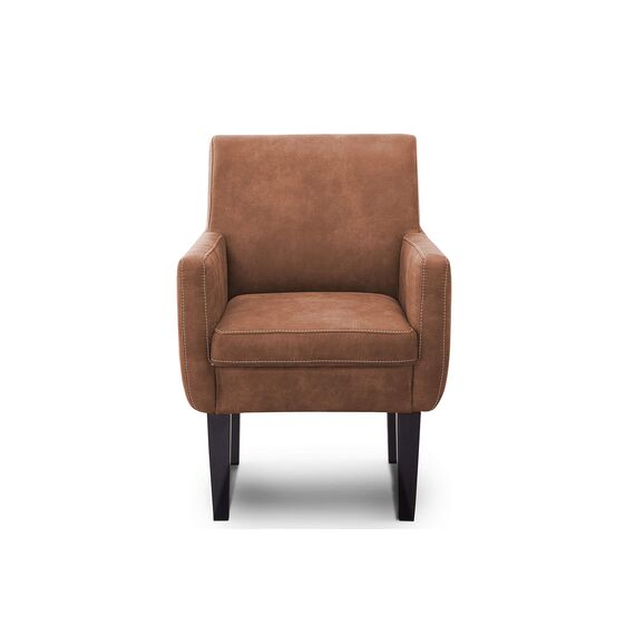 CAVADORE Diningsessel Malm / Polstersessel für Küche oder Esszimmer in Lederoptik / Mit Kontrastnaht / Passend zur Küchengarnitur Malm / 66 x 96 x 71 / Mikrofaser: cognac