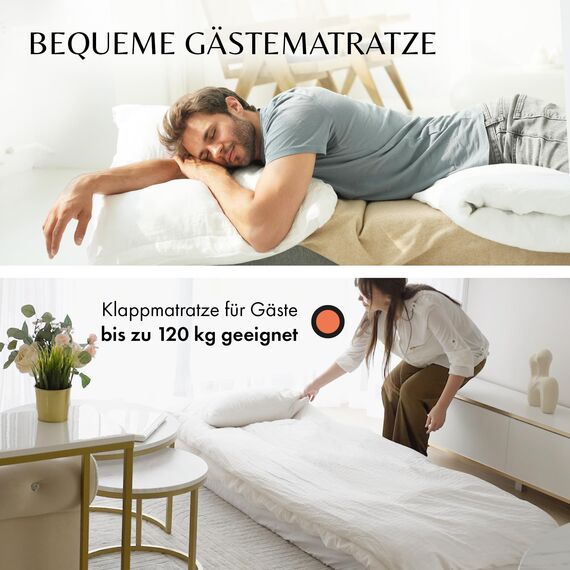 Schlafsessel mit Bettfunktion – Schlafsofa 75 cm breit, faltbare Schlafcouch & Gästematratze für 2, klappbares Sofa Bett – Extra dick 20cm & bequem H3 – Test SEHR GUT Oeko-TEX Standard Klappmatratze