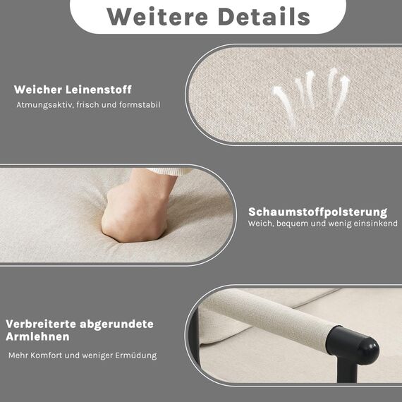 WOLTU Schlafsessel 3 in 1 mit bettfunktion, Gästebettfür, Schlafsofa mit Bettfunktion, Verstellbarer Rückenlehne, Wohnzimmer, Schlafzimmer, Balkon, Metallrahmen Leinen, 65 x 75 x 78cm, Beige