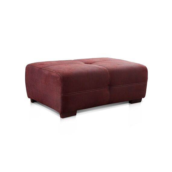 Cavadore Hocker Mavericco / Großer Sitzhocker in Lederoptik / Industrial Style / Passend zu Big Sofa und Ecksofa Mavericco / 108 x 71 x 41 cm (BxHXT) / Mikrofaser Rot (Bordeaux)