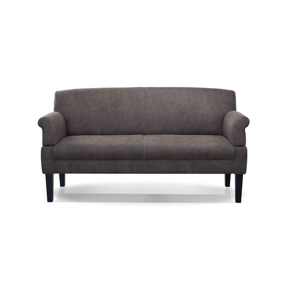 CAVADORE 3-Sitzer Küchensofa Malm, Sitzbank für Küche oder Esszimmer in Lederoptik, Inkl. Armteilverstellung, Federkern und moderner Kontrastnaht, 182 x 97 x 78, Mikrofaser: grau