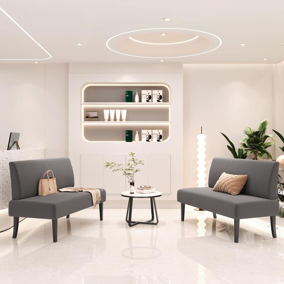 Yaheetech Küchensofa 2-sitzer Sitzbank Polstersofa aus Cordstoff Doppelsofa ohne Armlehnen Stoffsofa Loungesofa fürs Wohnzimmer/Eingangsbereich/Büro, Grau