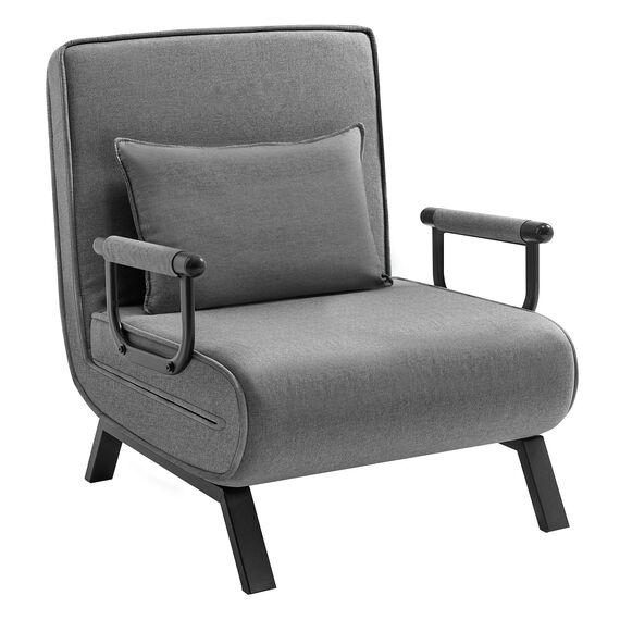 WOLTU Schlafsessel 3 in 1 mit bettfunktion, Gästebettfür, Schlafsofa mit Bettfunktion, Verstellbarer Rückenlehne, Wohnzimmer, Schlafzimmer, Balkon, Metallrahmen Leinen, 80 x 82 x 74 cm, Dunkelgrau