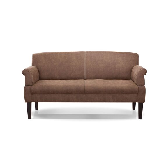 CAVADORE 3-Sitzer Küchensofa Malm, Sitzbank für Küche oder Esszimmer in Lederoptik, Inkl. Armteilverstellung, Federkern und moderner Kontrastnaht, 182 x 97 x 78, Mikrofaser: hellbraun