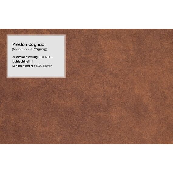 CAVADORE 2-Sitzer Küchensofa Malm, Sitzbank für Küche oder Esszimmer in Lederoptik, Inkl. Armteilverstellung, Federkern und moderner Kontrastnaht, 152 x 97 x 78, Mikrofaser: cognac