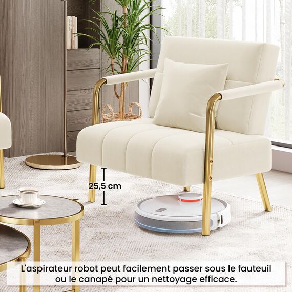 Yaheetech Polstersofa mit Armlehnen & Beine aus Metall Modernes Einzelsofa mit 2 Lendenkissen Loveseat für Wohnzimmer, Heimbüro Beige