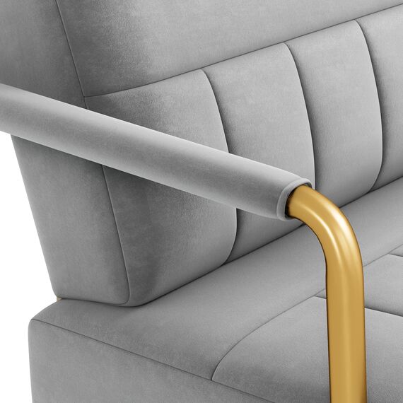 Yaheetech Polstersofa mit Armlehnen & Beine aus Metall Modernes Einzelsofa mit 2 Lendenkissen Loveseat für Wohnzimmer, Heimbüro Hellgrau