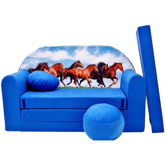 Pro Cosmo C29 Kindersofa mit Hocker/Fußhocker/Kissen, Stoff, Mehrfarbig, 168 x 98 x 60 cm, Baumwolle