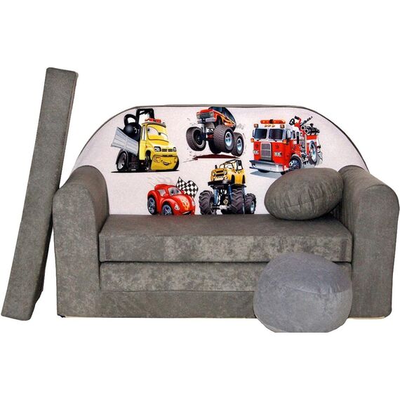 Pro Cosmo umwandelbares Kindersofa – perfekt zum Spielen und Schlafen – mit Abnehmbarer Matratze, Kissen und Pouf – 98x168x59 cm – leicht und einfach zusammenklappbar - A14