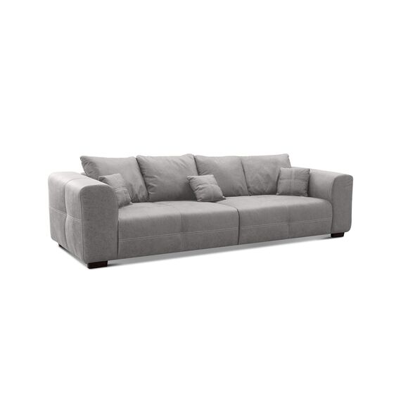 CAVADORE Big Sofa Mavericco inkl. Kissen / XXL-Couch mit tiefen Sitzflächen und modernem Design / 287 x 69 x 108 / Lederoptik grau