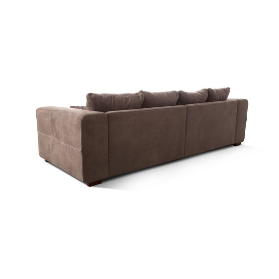 Cavadore Big Sofa Mavericco / Große Couch im modernen Design in Lederoptik / Inklusive Rückenkissen und Zierkissen / 287 x 69 x 108 cm (BxHxT) / Mikrofaser Hellbraun