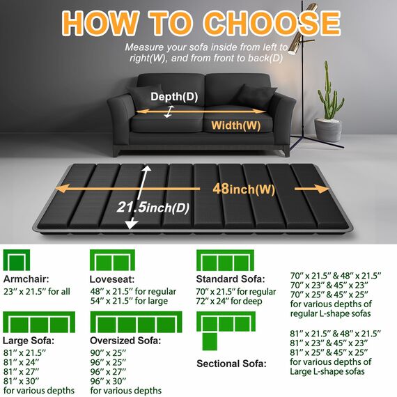 [Verbessert] Strapazierfähiges Couchkissen für schlaffe Sitzfläche, 50.1x114 cm, perfekt fixiert und schützt schlaffe Couch-Kissen, verlängert die Lebensdauer des Sofas