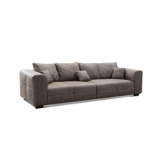 CAVADORE Big Sofa Mavericco inkl. Kissen / XXL-Couch mit tiefen Sitzflächen und modernem Design / 287 x 69 x 108 / Lederoptik braun