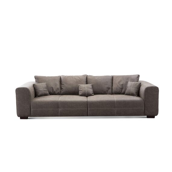 CAVADORE Big Sofa Mavericco inkl. Kissen / XXL-Couch mit tiefen Sitzflächen und modernem Design / 287 x 69 x 108 / Lederoptik braun
