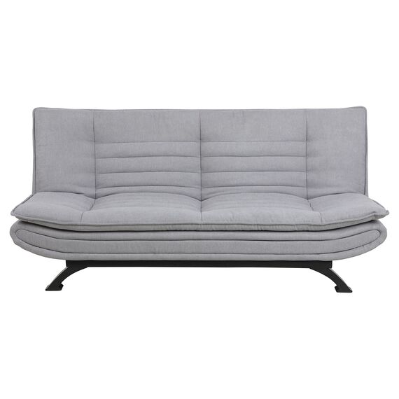 AC Design Furniture Jasper Bettcouch Hellgrau/Schwarz, Schlafsofa mit 3 Liegepositionen, Moderner 3-Sitzer Ohne Armlehne, Gepolstert mit schwarzen Metallbeinen, L: 196 x H: 91 x T: 98 cm
