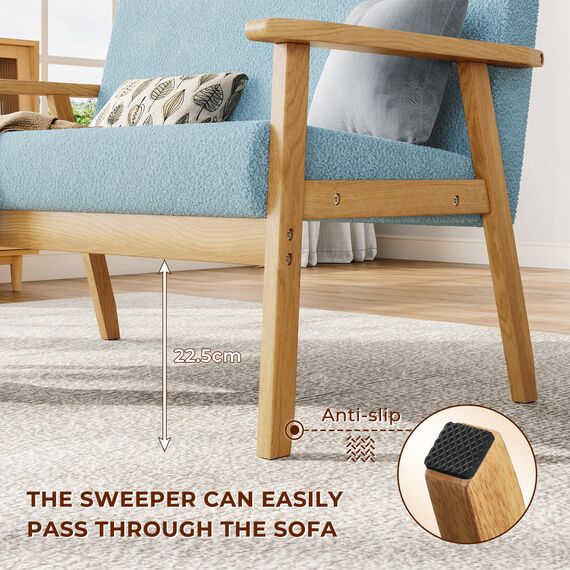 Dripex 2 Sitzer Sofa, Kleine Sofa mit Holzrahmen, Loungesofa 2er Couch, Modern und Skandinavisch, Doppelsofa aus Teddysamt, für Wohnzimmer Schlafzimmer Büro, 107x60x77cm, Hellblau