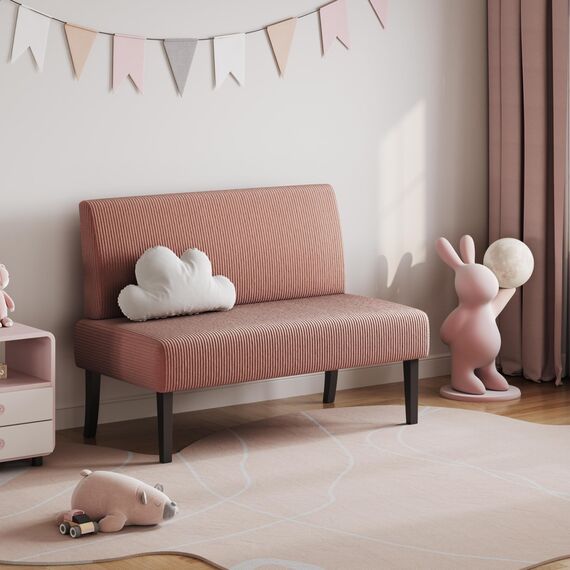 Yaheetech Küchensofa 2-sitzer Sitzbank Polstersofa aus Cordstoff Doppelsofa ohne Armlehnen Stoffsofa Loungesofa fürs Wohnzimmer/Eingangsbereich/Büro, Rosa