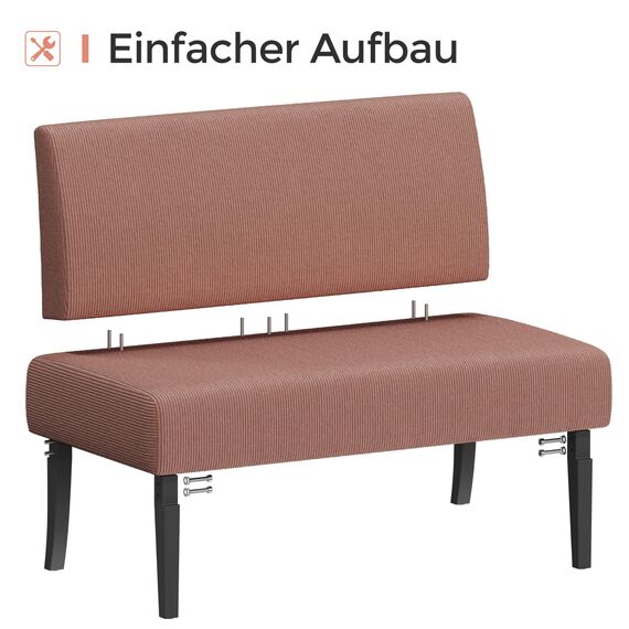 Yaheetech Küchensofa 2-sitzer Sitzbank Polstersofa aus Cordstoff Doppelsofa ohne Armlehnen Stoffsofa Loungesofa fürs Wohnzimmer/Eingangsbereich/Büro, Rosa