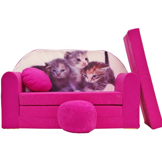 Pro Cosmo Kindersofa Bettfunktion 3in1 Sofa + Gratis Polsterhocker und Kissen Kindermöbel Set - H6