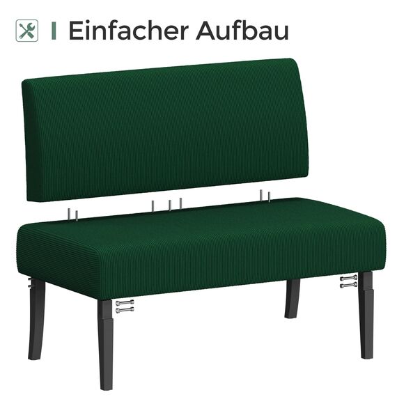 Yaheetech Küchensofa 2-sitzer Sitzbank Polstersofa aus Cordstoff Doppelsofa ohne Armlehnen Stoffsofa Loungesofa fürs Wohnzimmer/Eingangsbereich/Büro, Grün