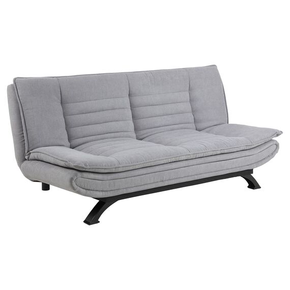 AC Design Furniture Jasper Bettcouch Hellgrau/Schwarz, Schlafsofa mit 3 Liegepositionen, Moderner 3-Sitzer Ohne Armlehne, Gepolstert mit schwarzen Metallbeinen, L: 196 x H: 91 x T: 98 cm