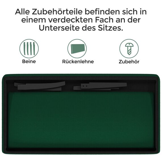 Yaheetech Küchensofa 2-sitzer Sitzbank Polstersofa aus Cordstoff Doppelsofa ohne Armlehnen Stoffsofa Loungesofa fürs Wohnzimmer/Eingangsbereich/Büro, Grün