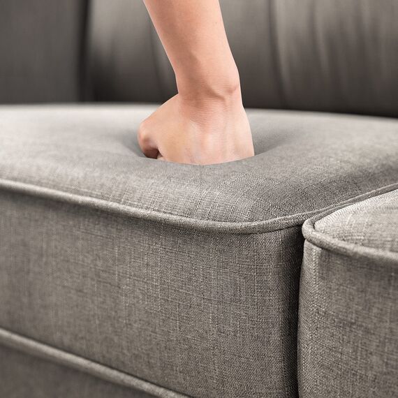 Zinus Sayan Loveseat Sofa mit USB-Anschlüssen Mid-Century Einfache Montage ohne Werkzeug Getuftete Kissen Abgerundete Armlehnen Sofa in Einer Box Sand Grey 2-Seater