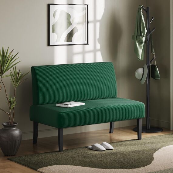 Yaheetech Küchensofa 2-sitzer Sitzbank Polstersofa aus Cordstoff Doppelsofa ohne Armlehnen Stoffsofa Loungesofa fürs Wohnzimmer/Eingangsbereich/Büro, Grün