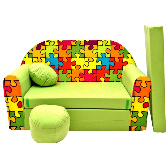 Pro Cosmo Z34 Kindersofa, inkl. gratis Pufffe/Fußhocker und Kissen