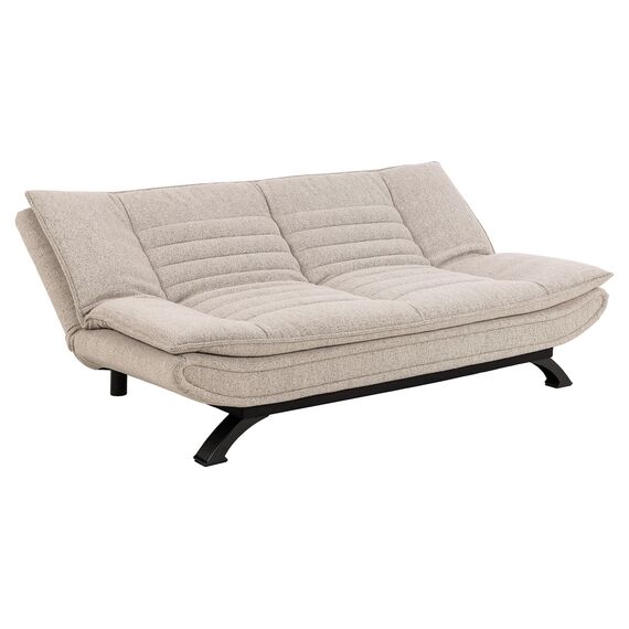 AC Design Furniture Jasper Schlafsofa in Beige, mit 3 Liegepositionen, Moderner 3-Sitzer ohne Armlehne, Gepolstertes Sofa mit Bouclé-Bezug und Schwarzen Beinen, B: 196 x H: 91 x T: 98 cm