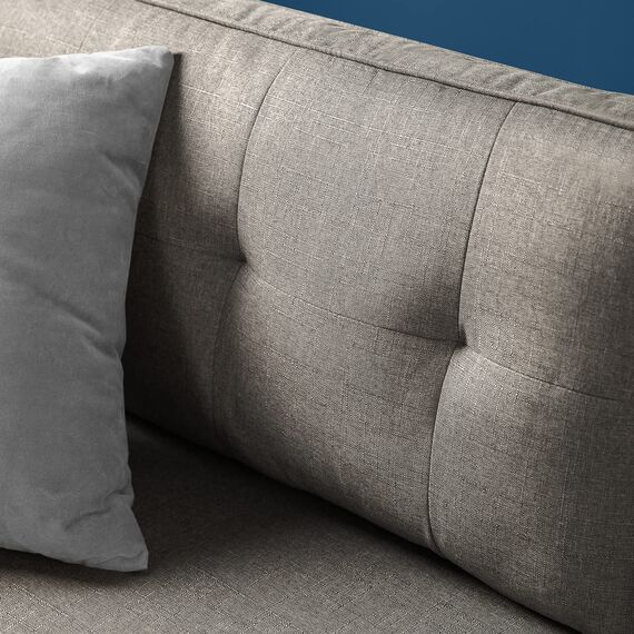 Zinus Sayan Loveseat Sofa mit USB-Anschlüssen Mid-Century Einfache Montage ohne Werkzeug Getuftete Kissen Abgerundete Armlehnen Sofa in Einer Box Sand Grey 2-Seater