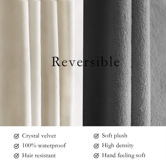 Ameritex Haustierbett-Decke, wendbar, 100 % wasserdicht, Samt, superweich, für Sofa und Bett, 172 x 203 cm, cremefarben + Grau